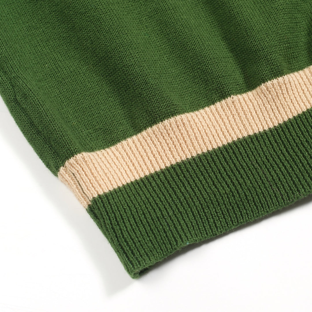 Groene jacquardbreisel voor heren van Franse bulldog