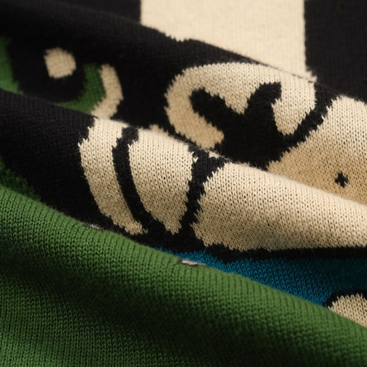 Groene jacquardbreisel voor heren van Franse bulldog