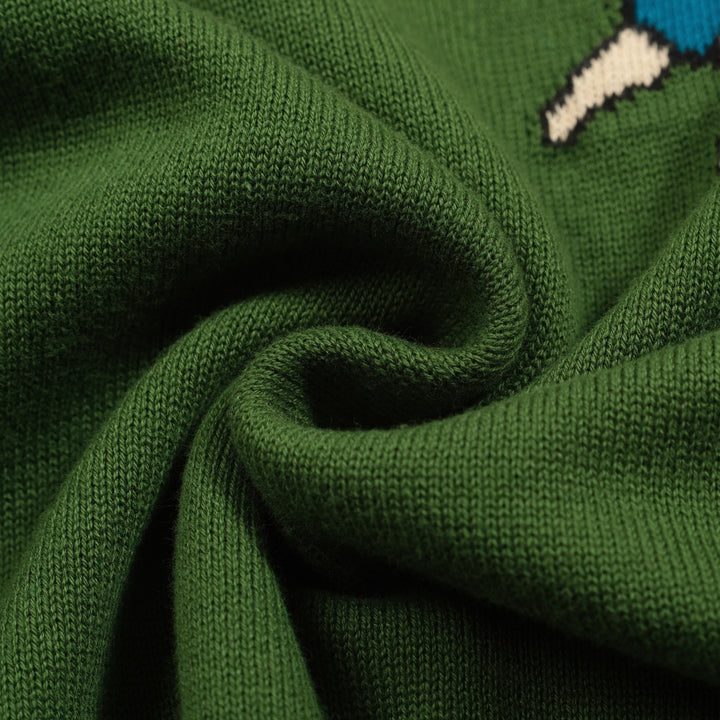 Groene jacquardbreisel voor heren van Franse bulldog