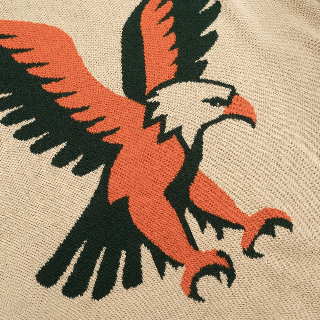 Men's khaki Eagle vintage jacquard knitwear