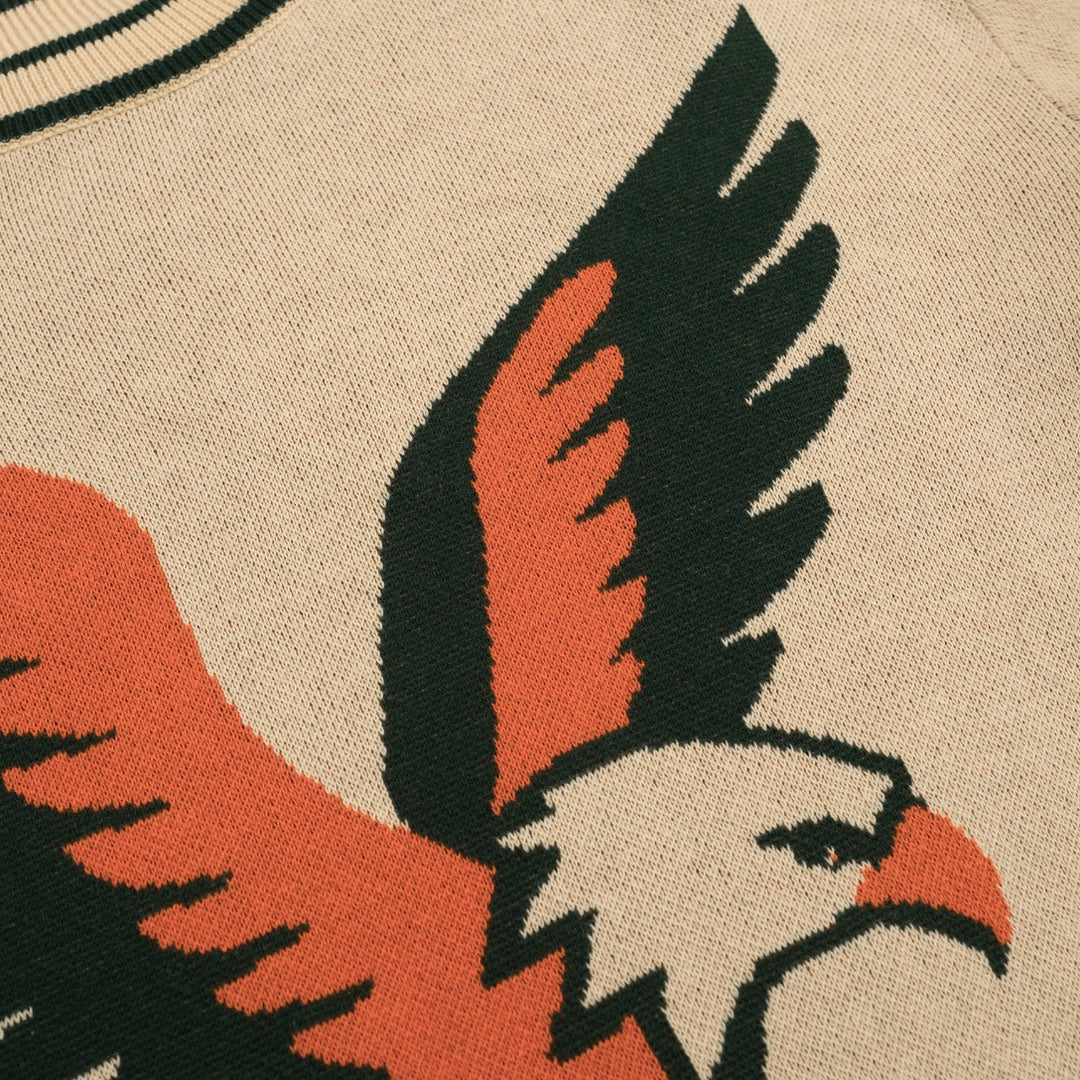 Men's khaki Eagle vintage jacquard knitwear