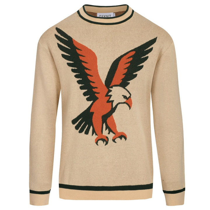 Men's khaki Eagle vintage jacquard knitwear