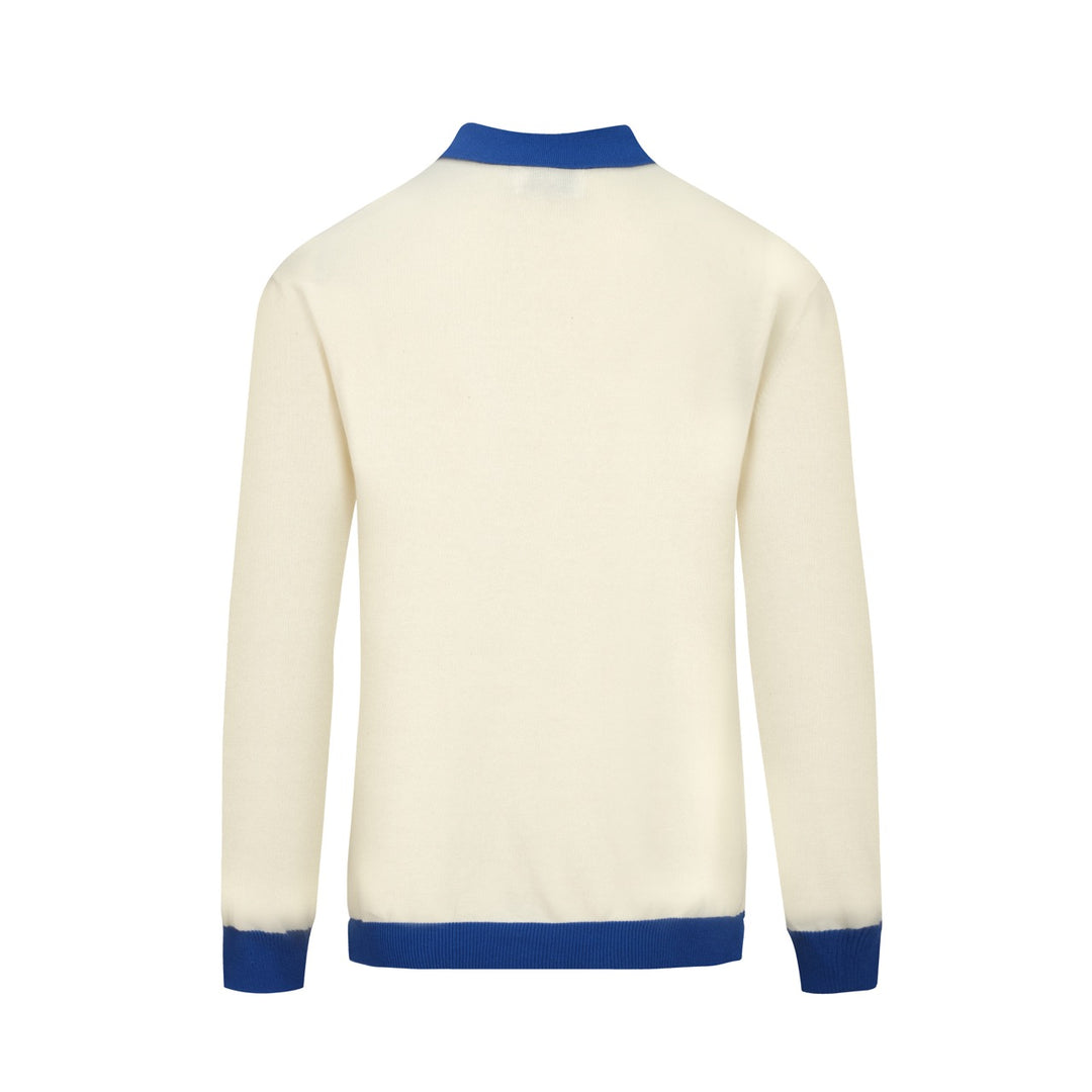 Polo de punto con bordado de colibrí blanco para hombre