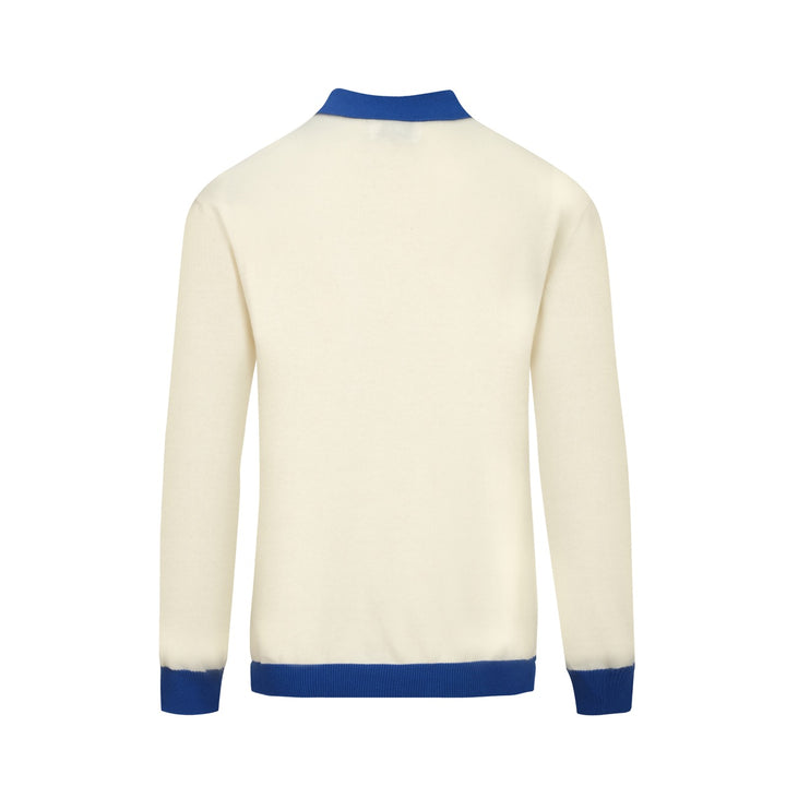 Polo de punto con bordado de colibrí blanco para hombre