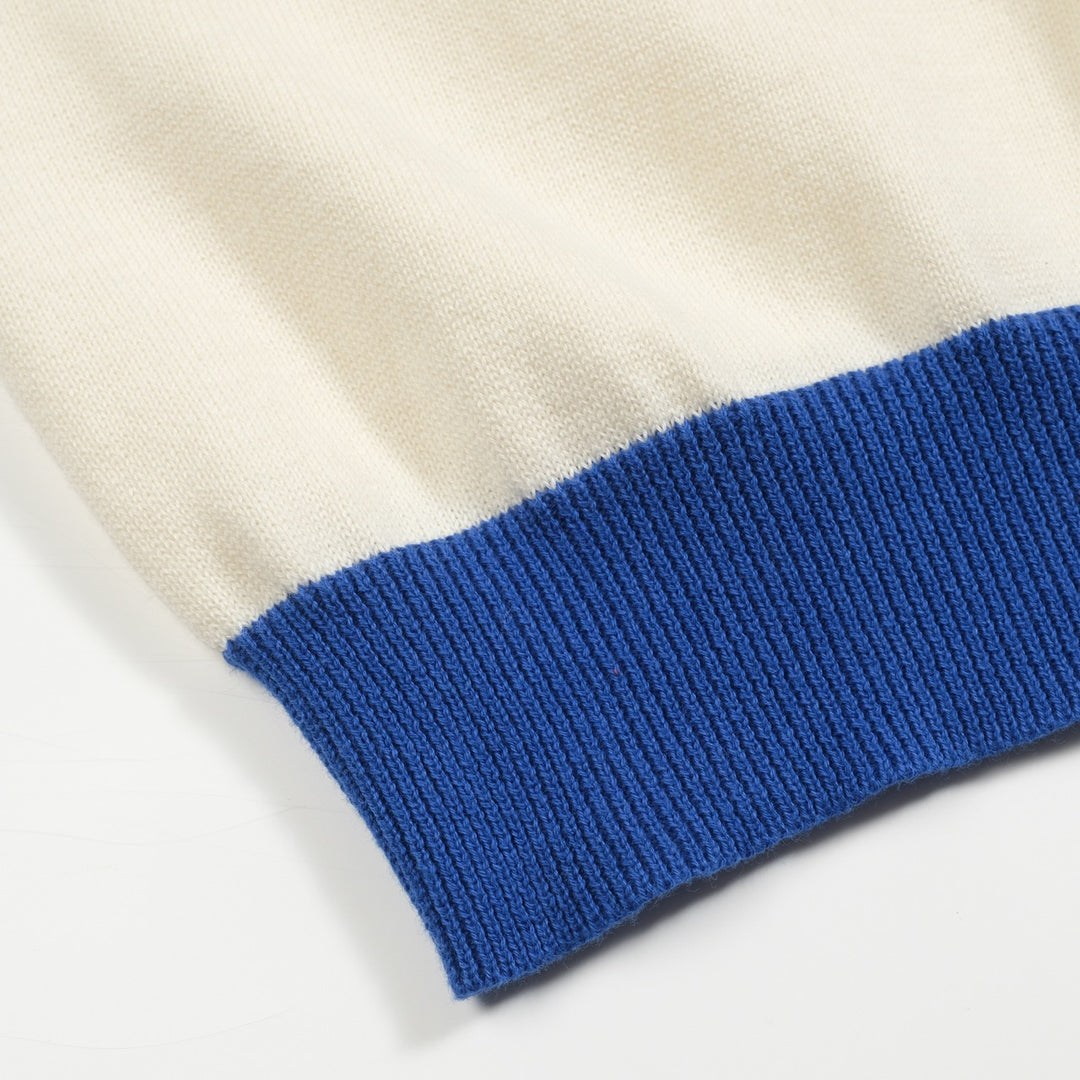 Polo de punto con bordado de colibrí blanco para hombre