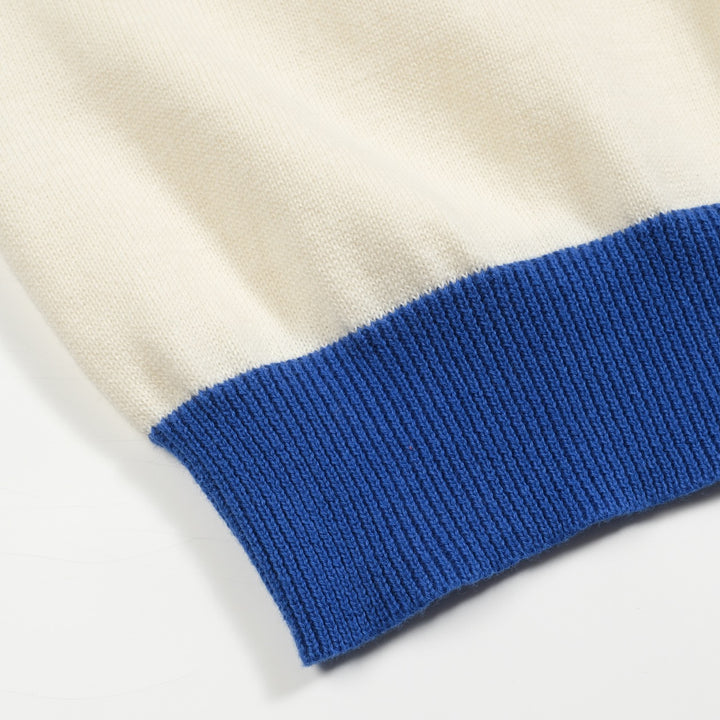 Polo de punto con bordado de colibrí blanco para hombre