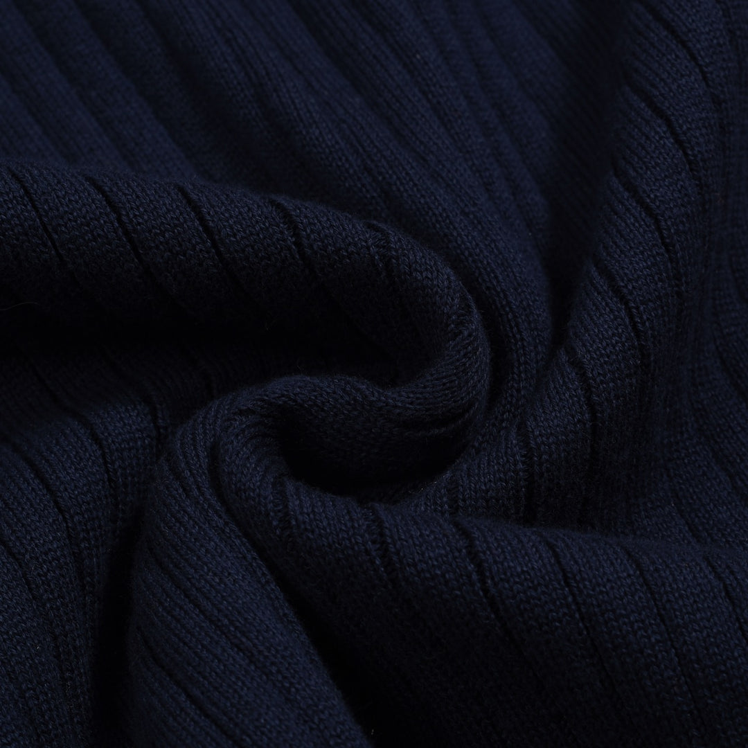 Polo da uomo in maglia bucata a righe vintage blu navy