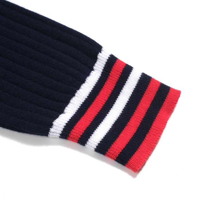 Polo da uomo in maglia bucata a righe vintage blu navy