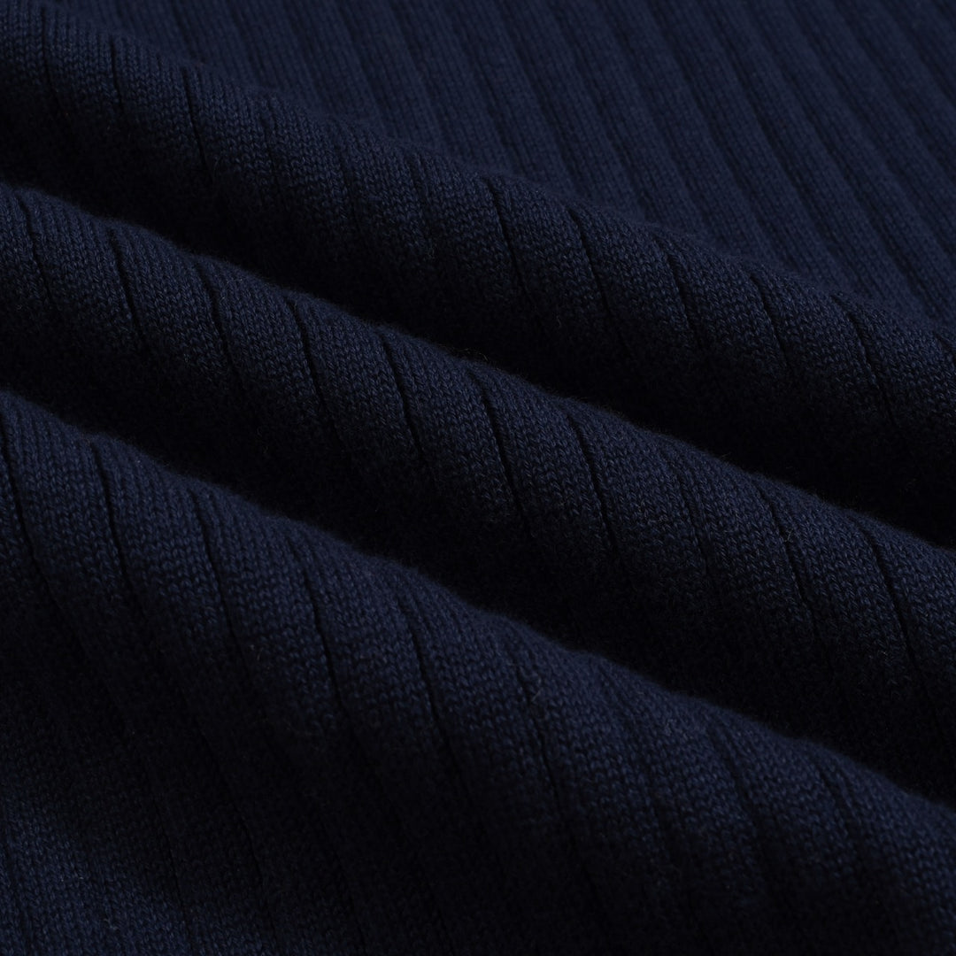 Polo da uomo in maglia bucata a righe vintage blu navy