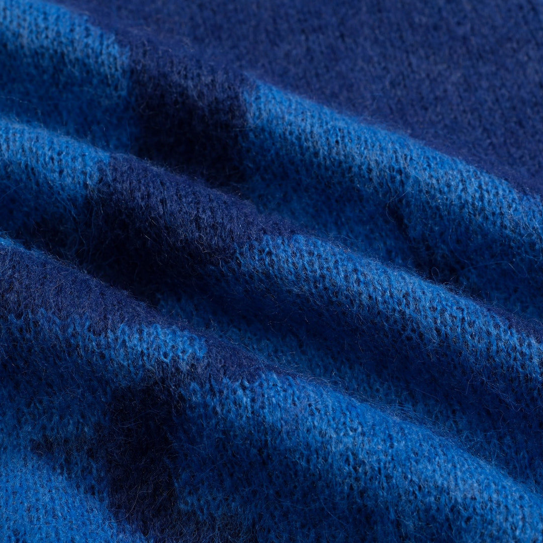 Men's blue floral jacquard plush vintage sweater