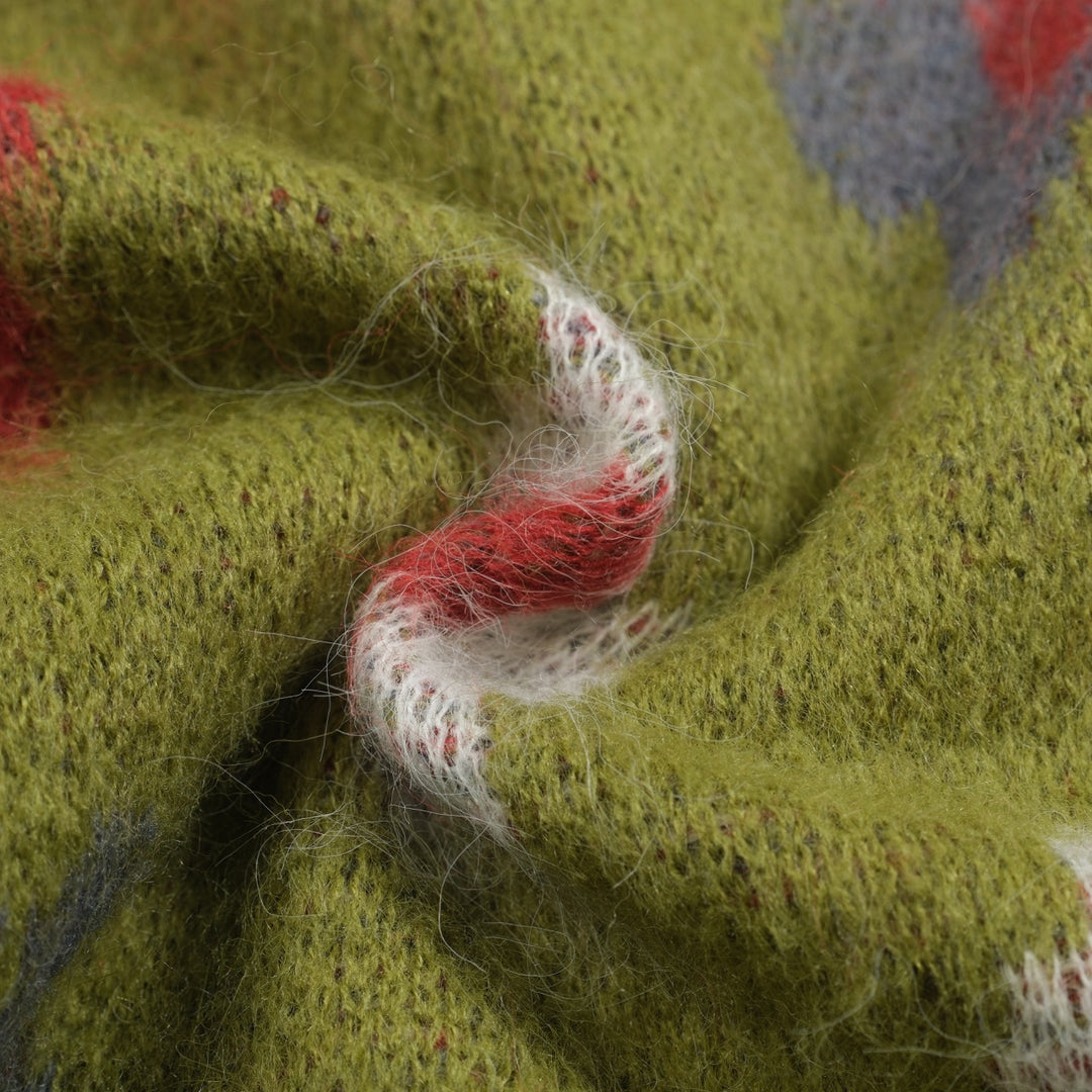 Grønn blomstret vintage plysjstrikket genser for menn