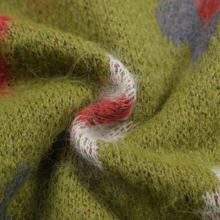 Grønn blomstret vintage plysjstrikket genser for menn