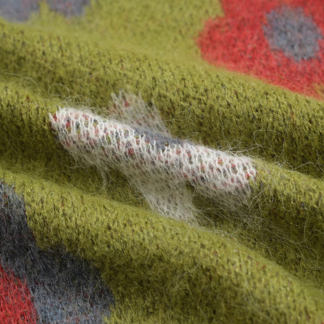 Grønn blomstret vintage plysjstrikket genser for menn