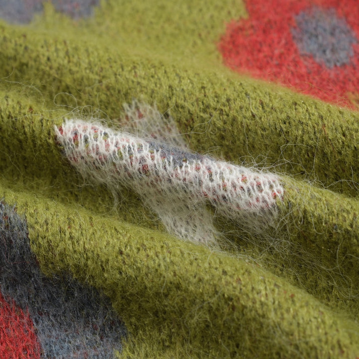 Grønn blomstret vintage plysjstrikket genser for menn