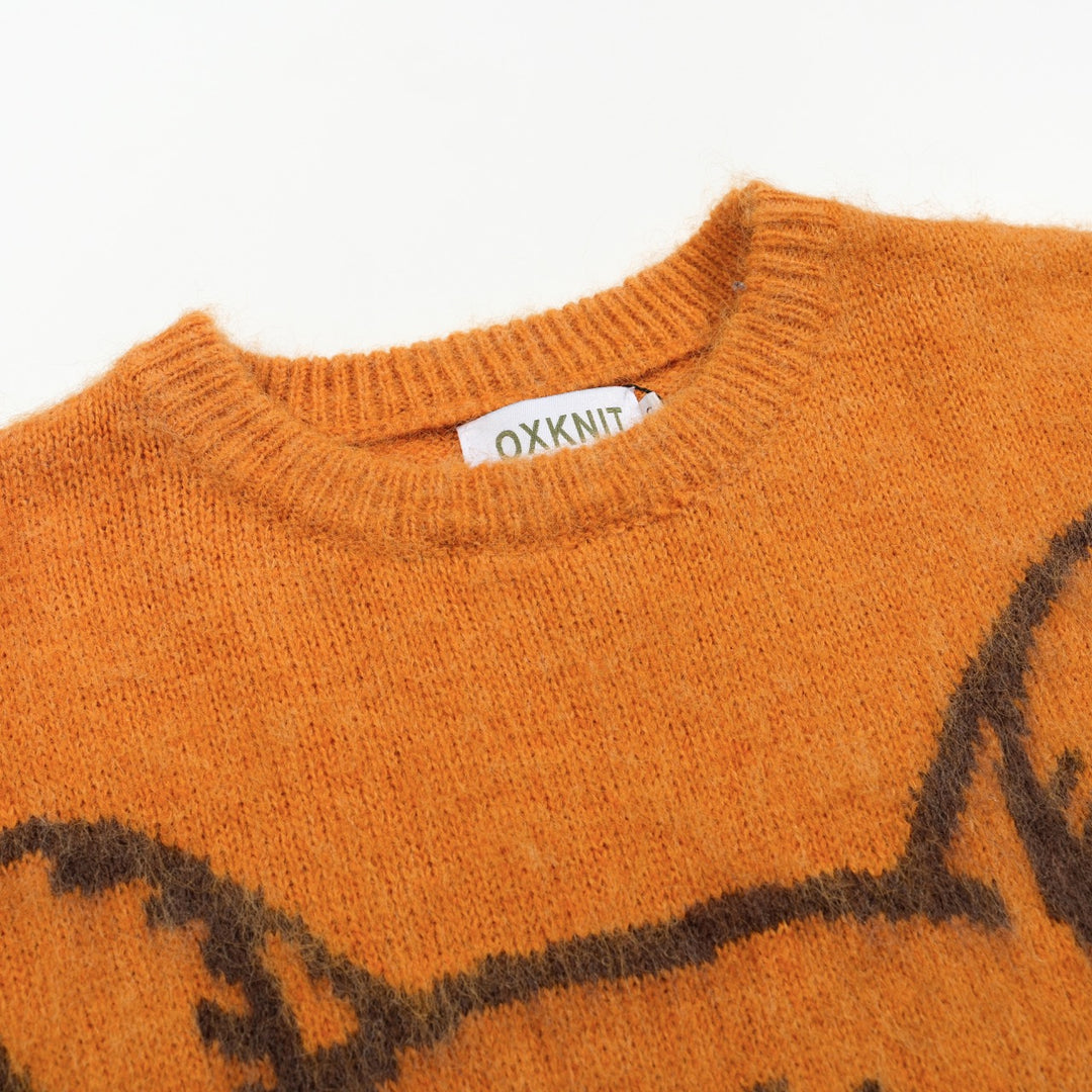 Gele herentrui van pluche gebreide hondenjacquard