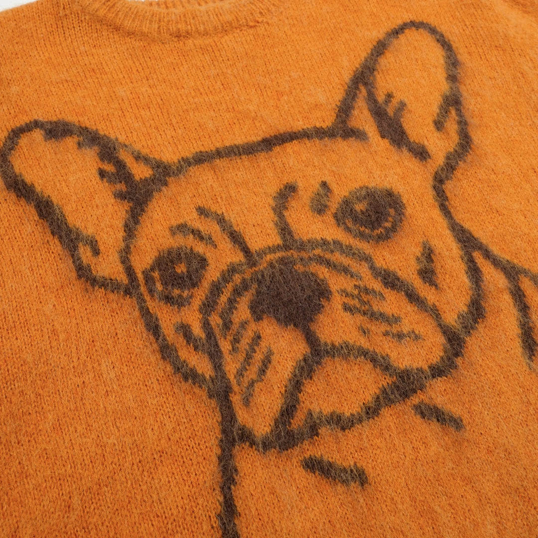 Gele herentrui van pluche gebreide hondenjacquard