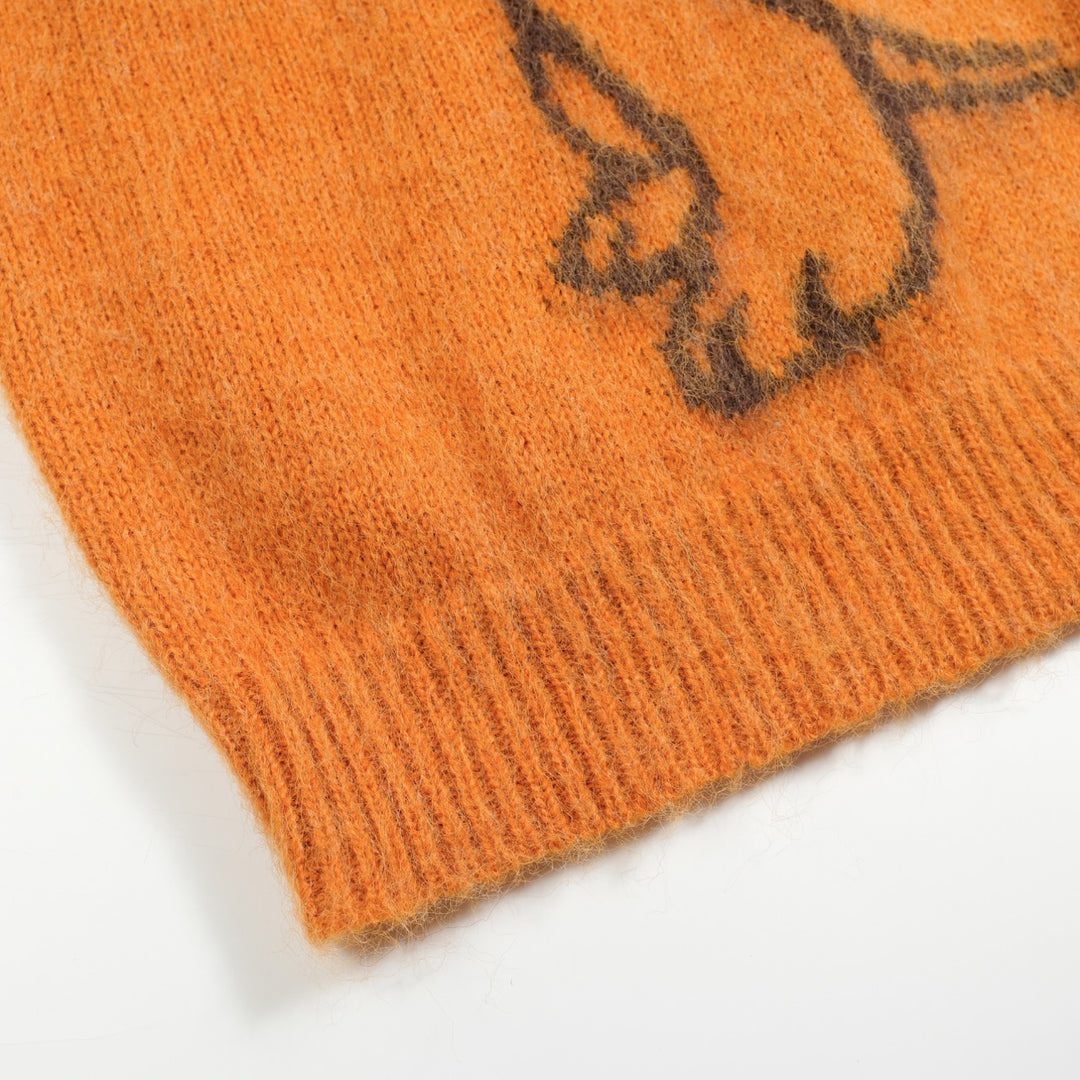 Gele herentrui van pluche gebreide hondenjacquard