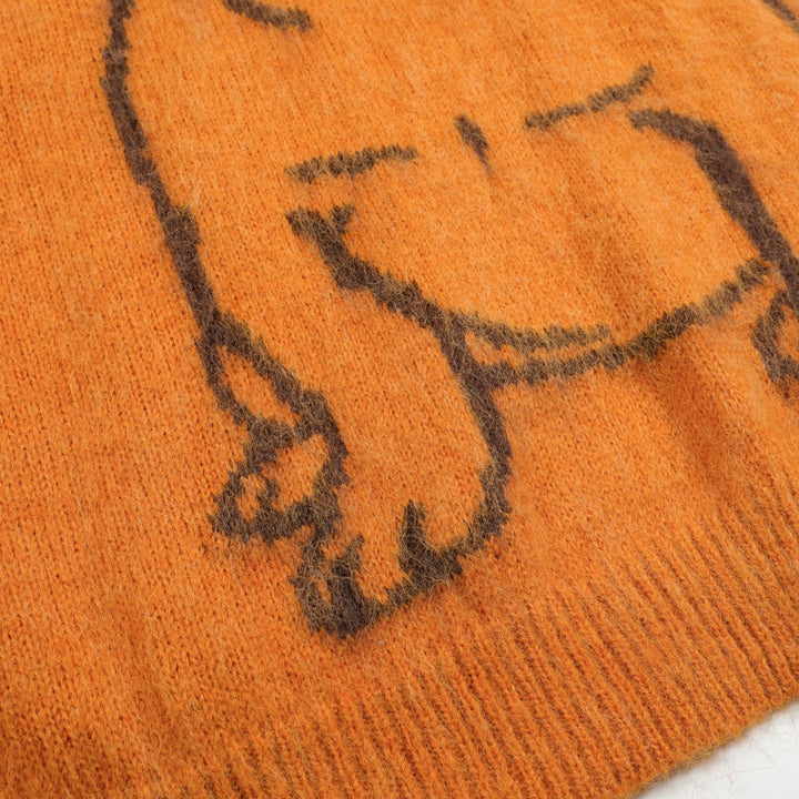 Gele herentrui van pluche gebreide hondenjacquard