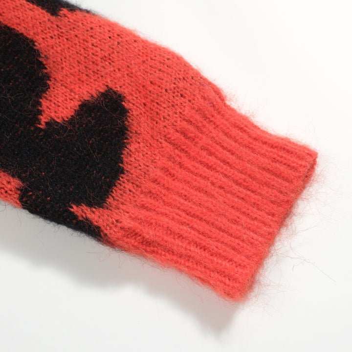 Rød floral plysjstrikket genser for menn