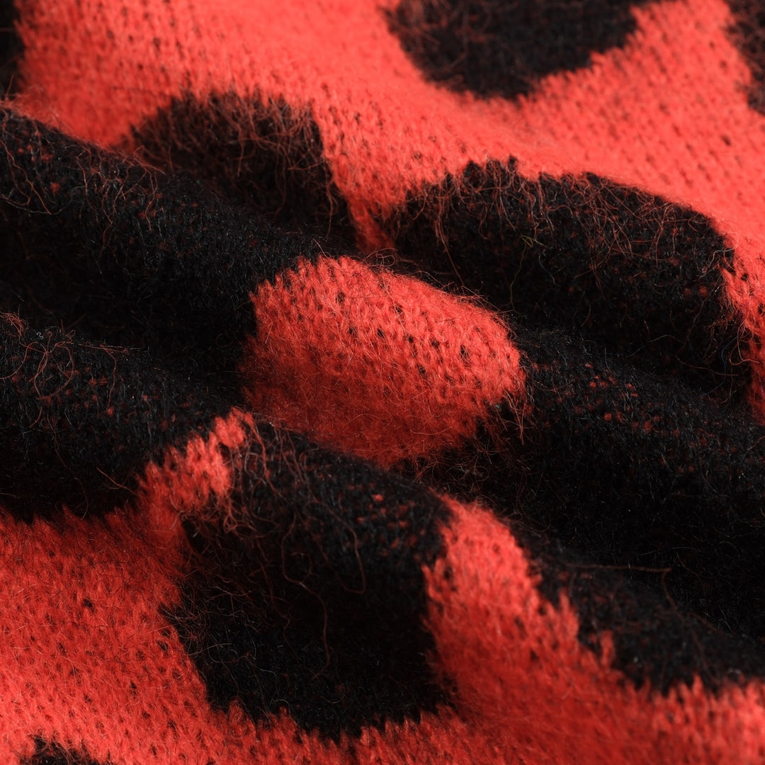 Rød floral plysjstrikket genser for menn