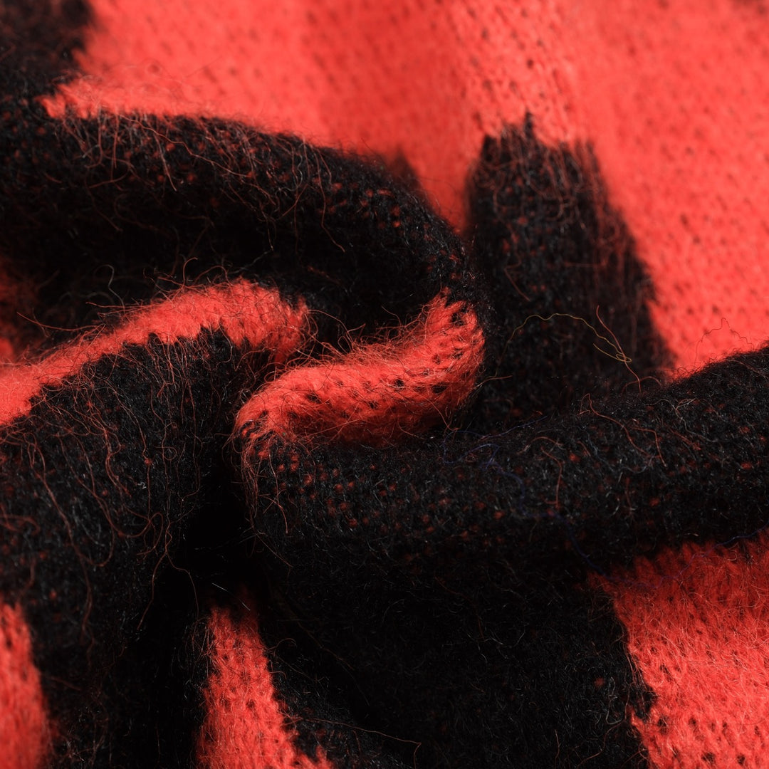 Rød floral plysjstrikket genser for menn