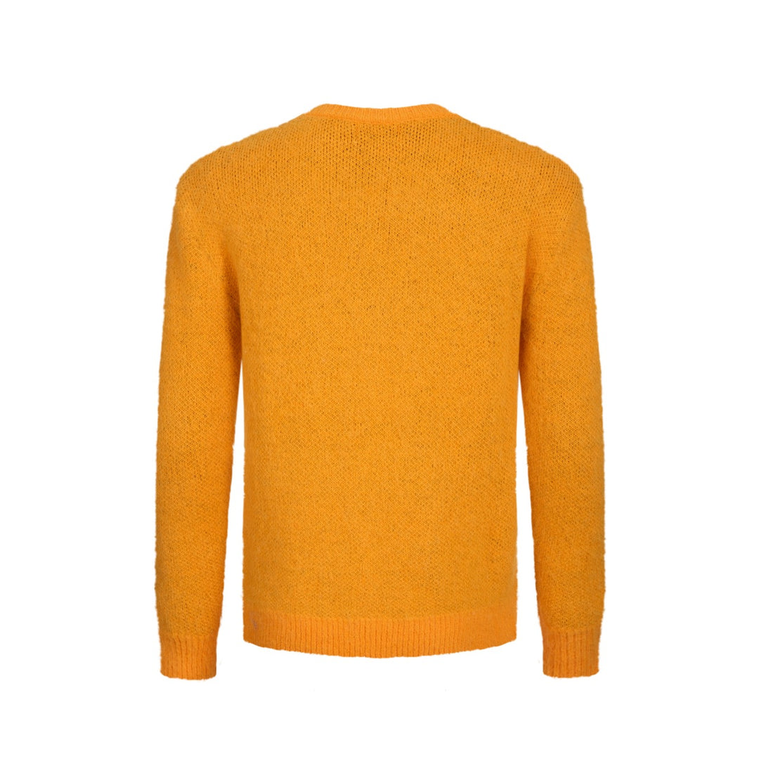 Gul gepard strikket genser for menn