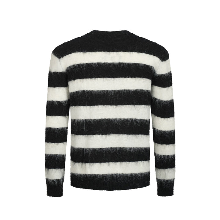 Men's black striped vintage plush knit sweater