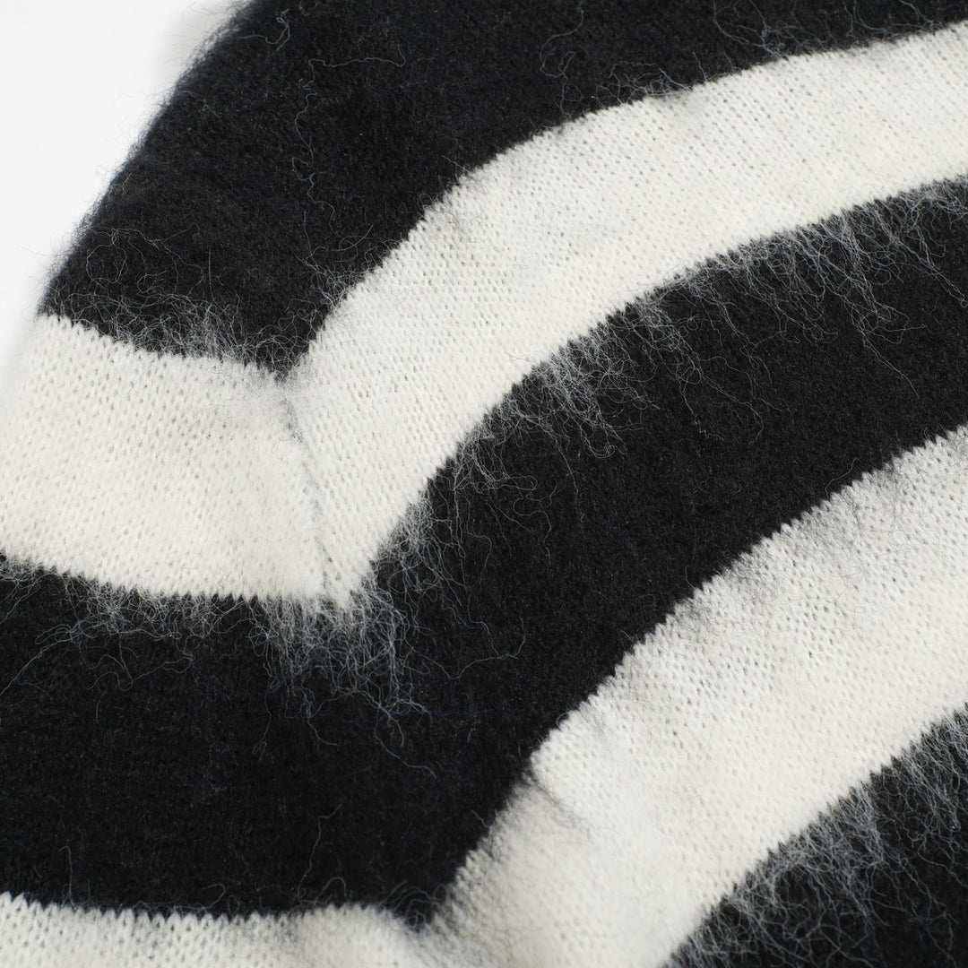 Men's black striped vintage plush knit sweater