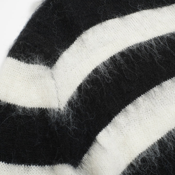 Men's black striped vintage plush knit sweater