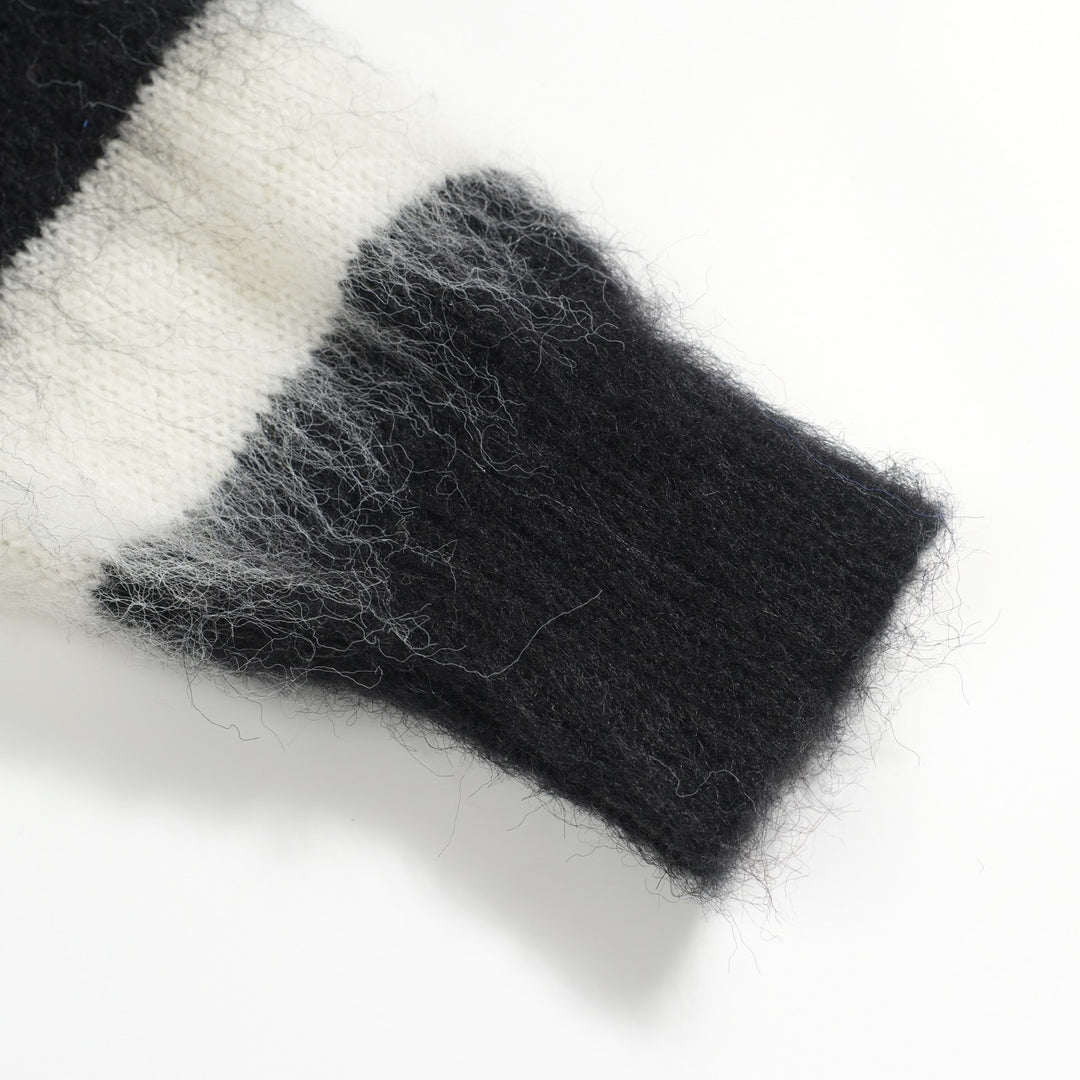 Men's black striped vintage plush knit sweater