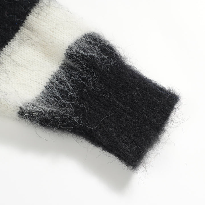 Men's black striped vintage plush knit sweater