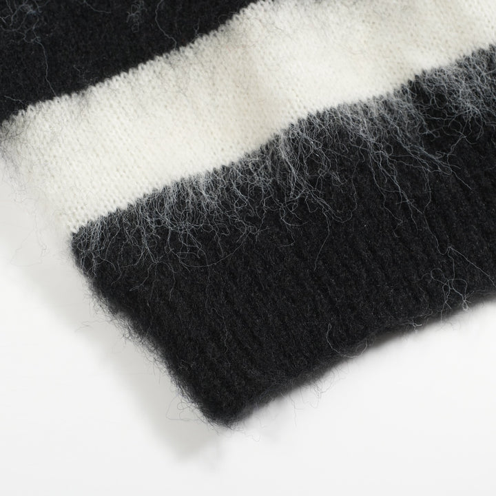 Men's black striped vintage plush knit sweater