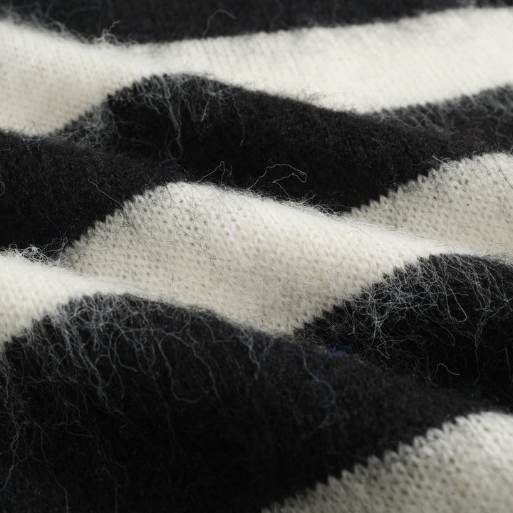 Men's black striped vintage plush knit sweater