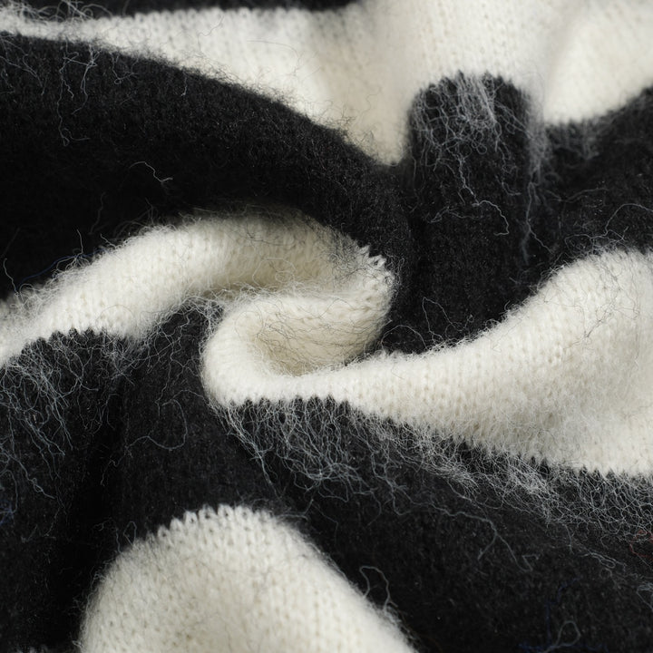 Men's black striped vintage plush knit sweater