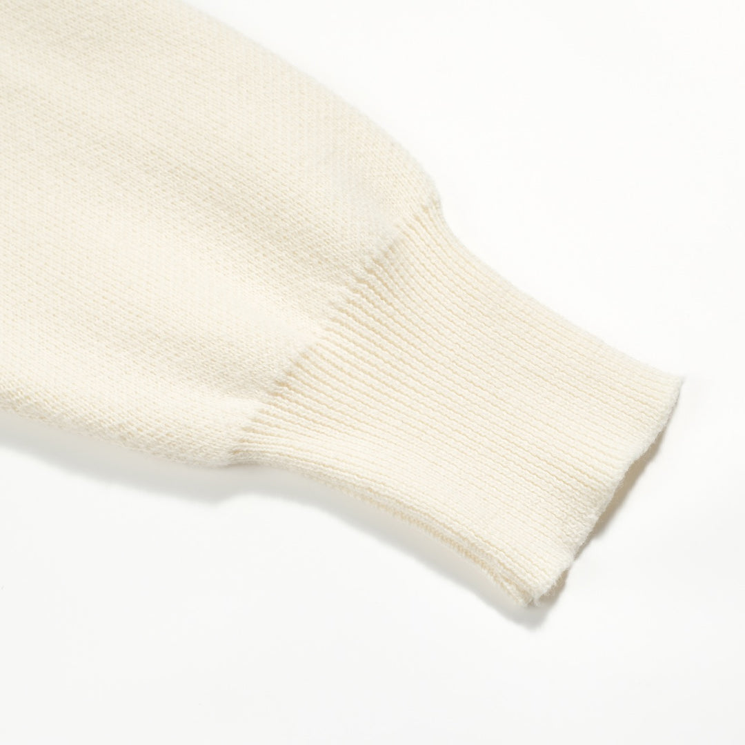 Maglieria donna jacquard con motivo uccellino rigato bianco albicocca