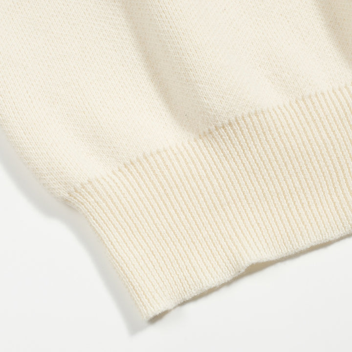 Maglieria donna jacquard con motivo uccellino rigato bianco albicocca