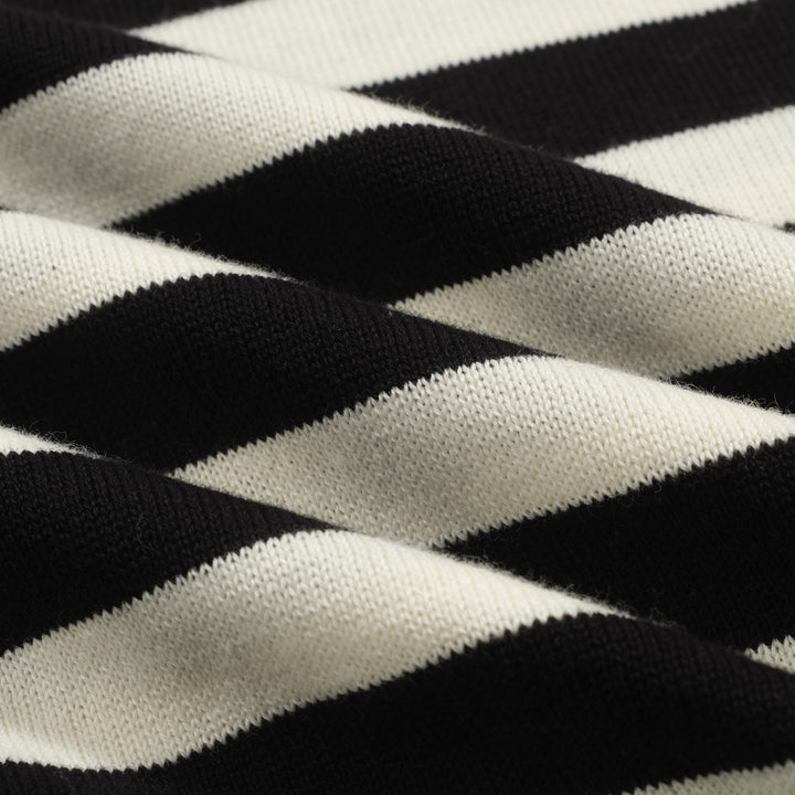 Women's black striped cat embroidered knitwear