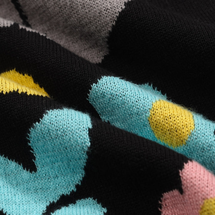 Kvinders sorte kat blomsterjacquard cardigan