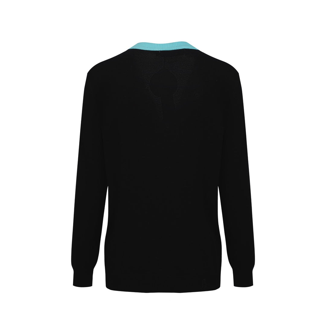 Kvinders sorte kat blomsterjacquard cardigan