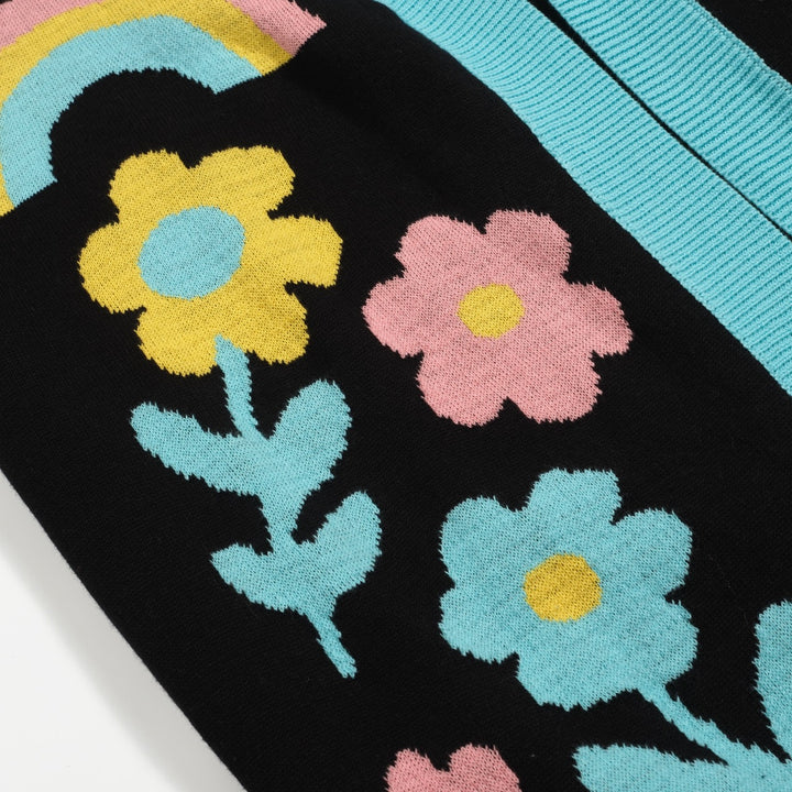 Kvinders sorte kat blomsterjacquard cardigan