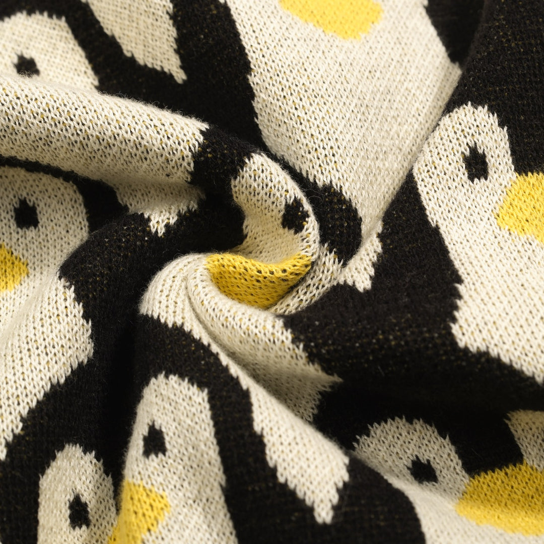 Cárdigan de jacquard pingüino blanco albaricoque mujer