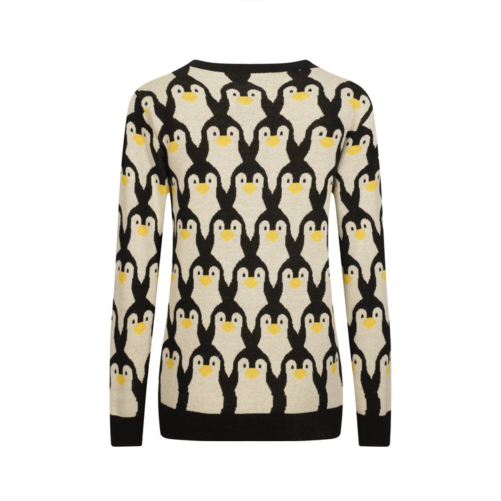 Cárdigan de jacquard pingüino blanco albaricoque mujer