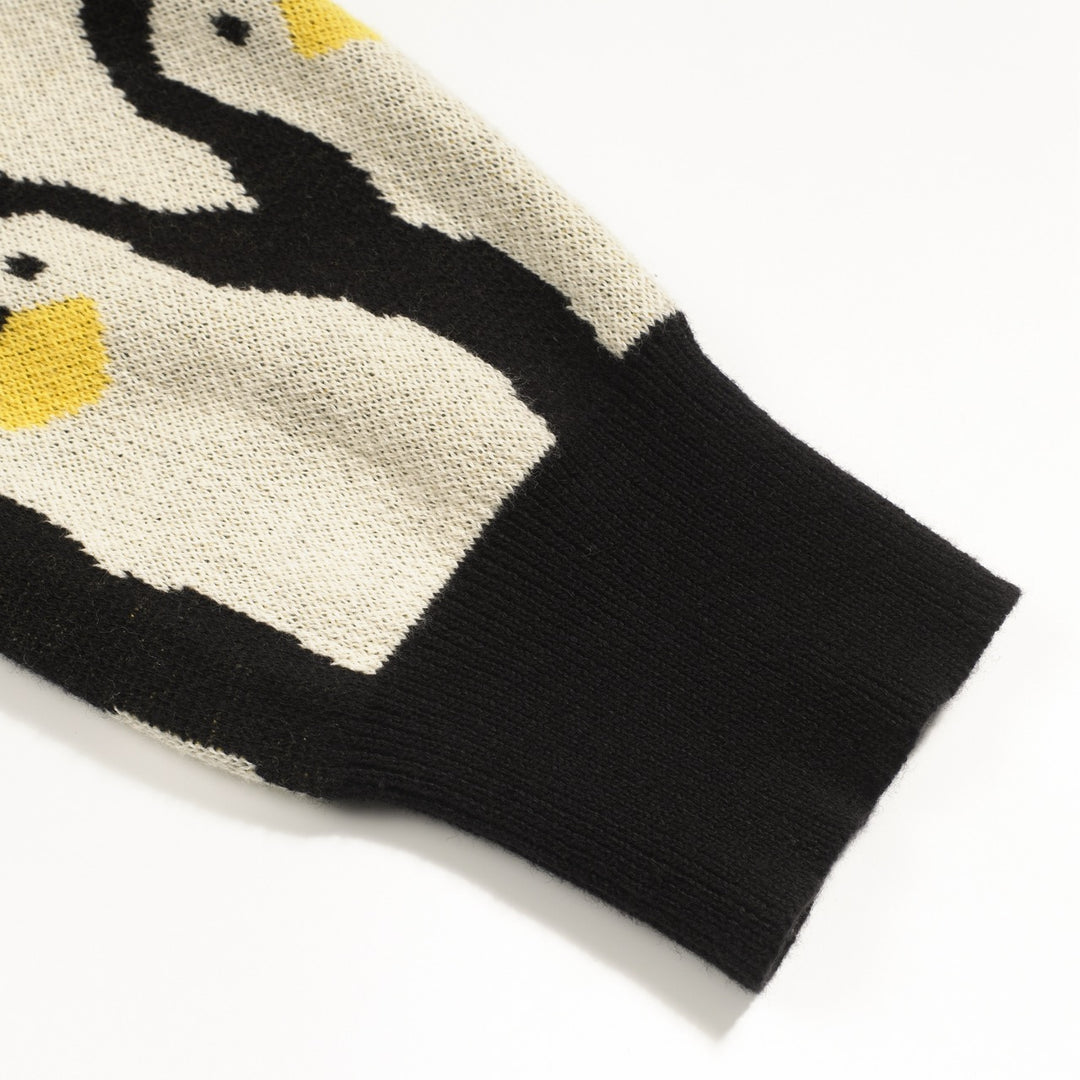 Cárdigan de jacquard pingüino blanco albaricoque mujer