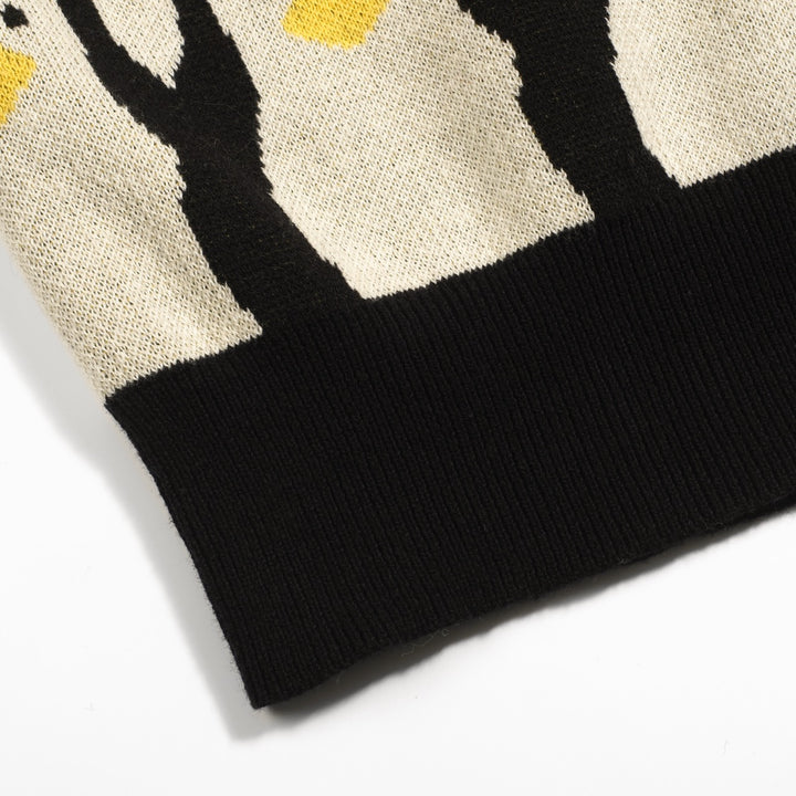 Cárdigan de jacquard pingüino blanco albaricoque mujer