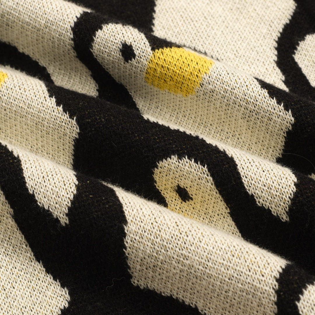 Cárdigan de jacquard pingüino blanco albaricoque mujer