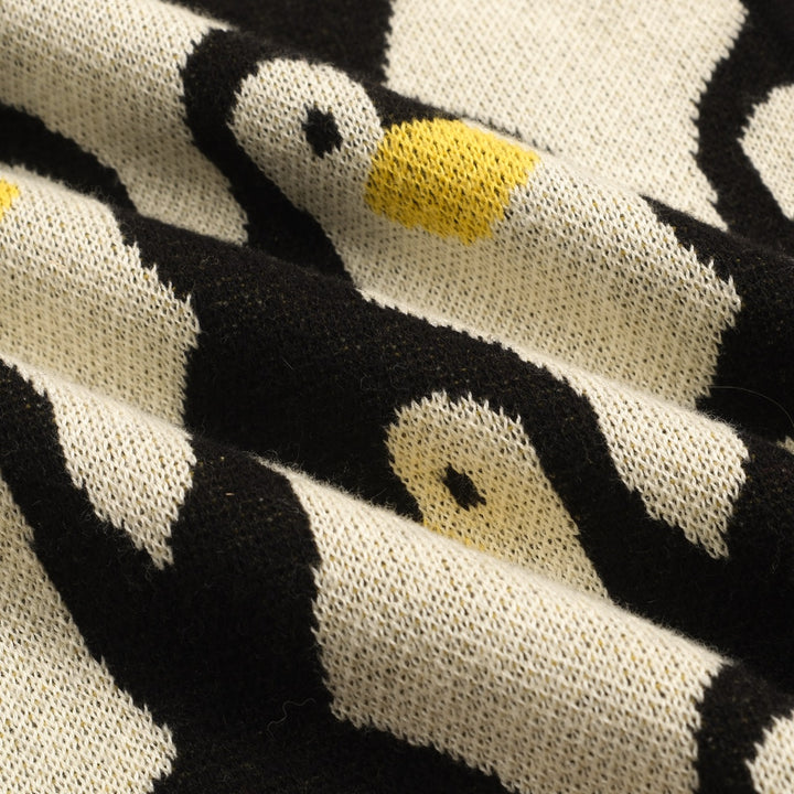 Cárdigan de jacquard pingüino blanco albaricoque mujer