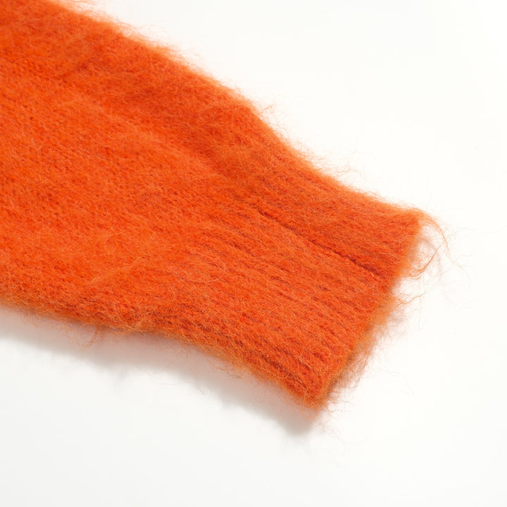 Jersey de punto de mujer en jacquard de felpa con lindo gato naranja