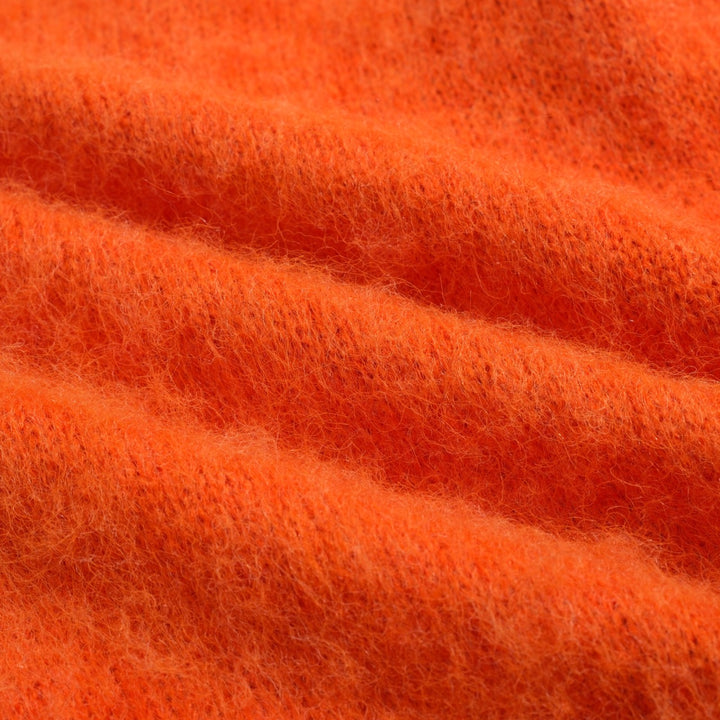 Jersey de punto de mujer en jacquard de felpa con lindo gato naranja