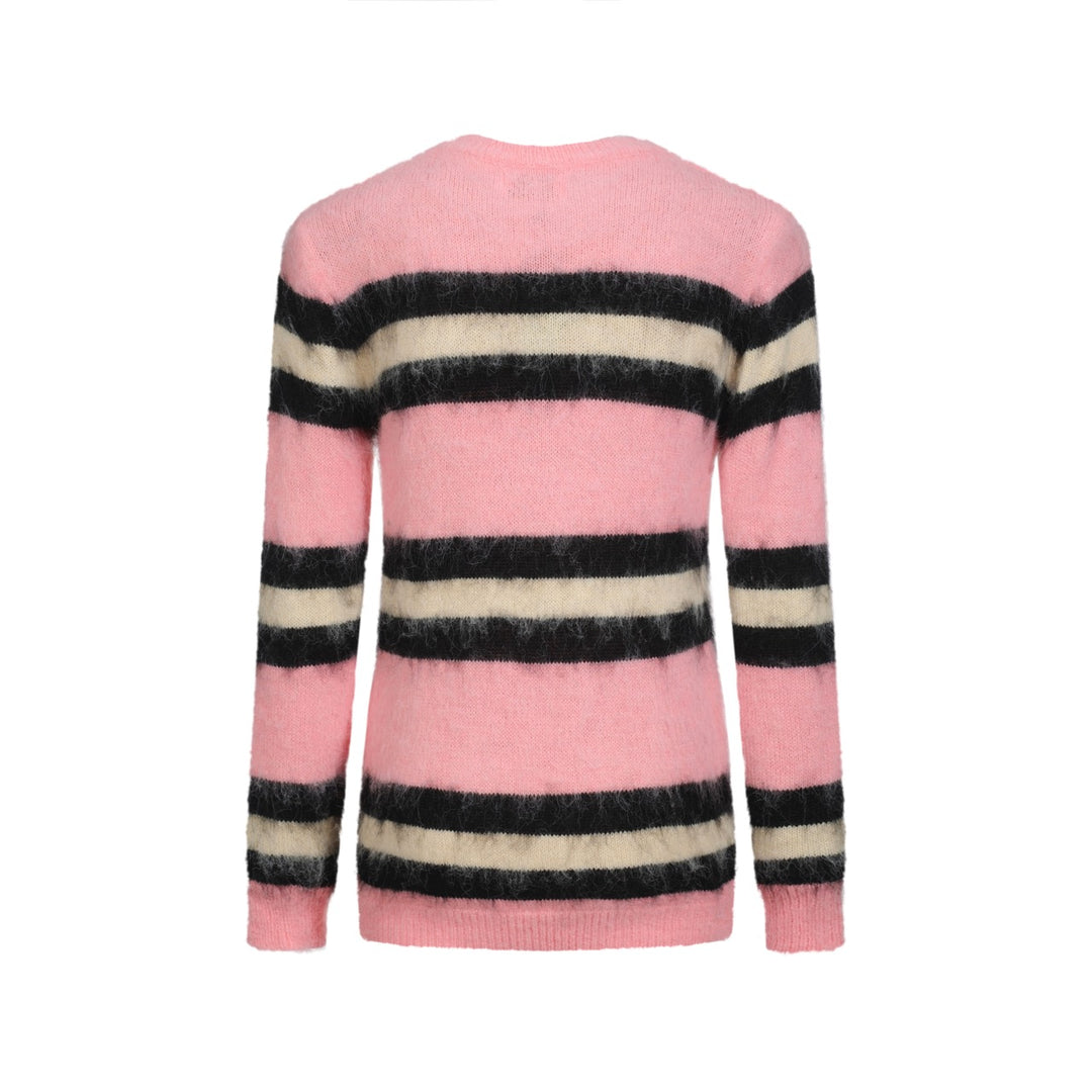 Tejido de punto de felpa jacquard de rayas rosas para mujer