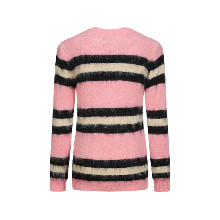 Tejido de punto de felpa jacquard de rayas rosas para mujer